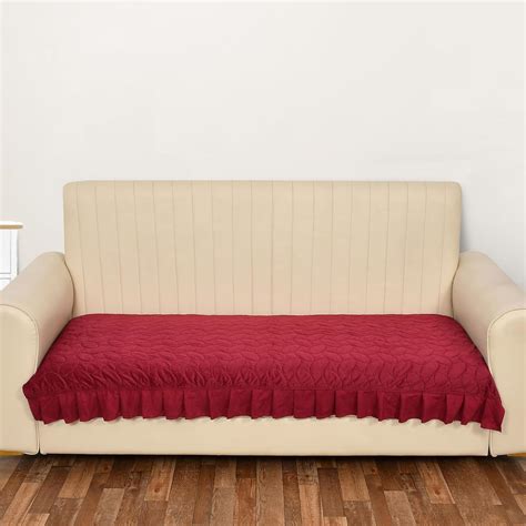 Yellow Weaves Quilted Velvet 3 Seater Sofa Cover Protector with Frill ...