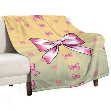 Pink Bow Background Pattern Throw Blanket for Sofa Luxury Home Interior ...