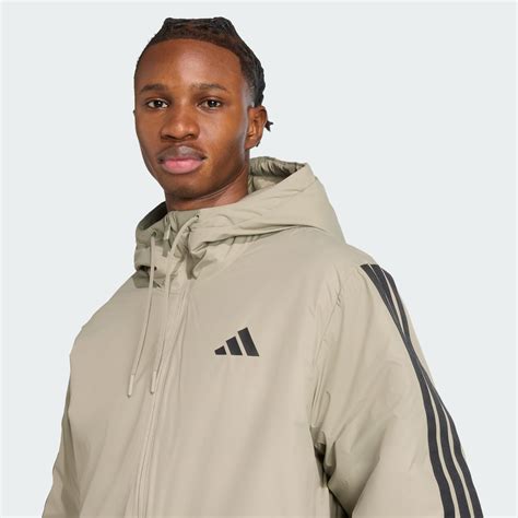 adidas Essentials CLIMAWARM 3-Stripes Insulated Hooded Jacket - Green ...