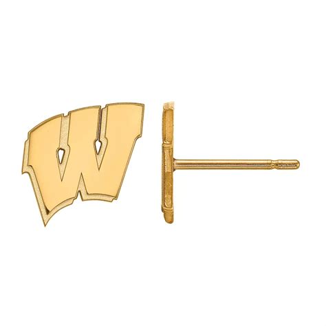 LogoArt 14k Gold Wisconsin Badgers Stud Earrings