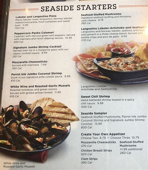 Red Lobster Drinks Menu