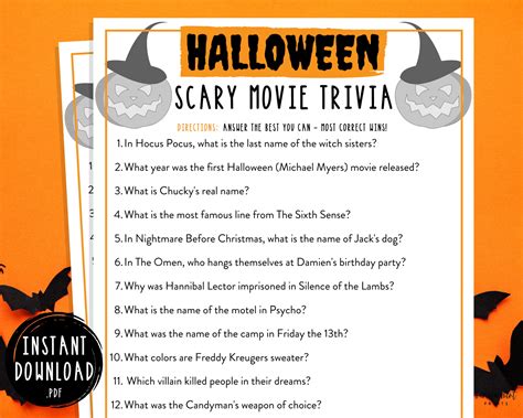 Free Printable Halloween Movie Trivia Questions And Answers Web From ...