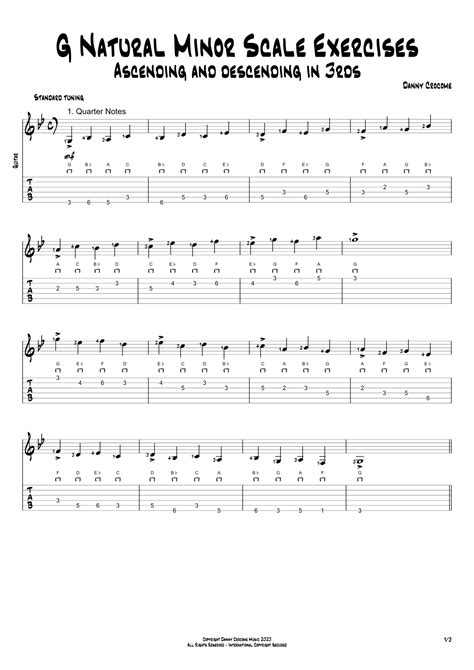 G Natural Minor Scale Exercises - Ascending and Descending in 3rds by ...