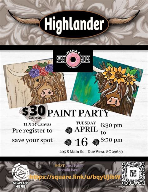 Paint Party Spring Highlander, 205 S Main st Due West 29639, 16 April ...