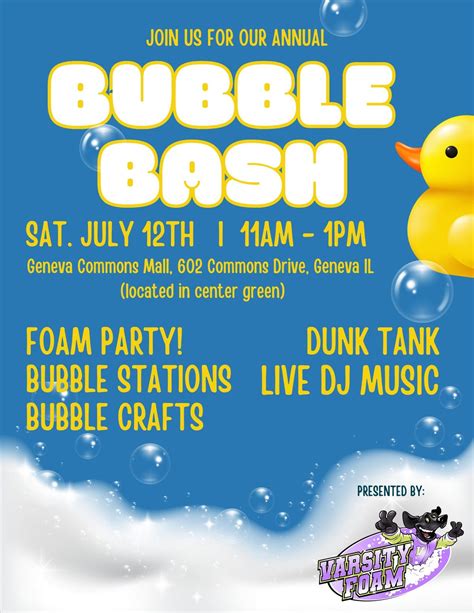 Annual Bubble Bash at Geneva Commons!, Geneva Commons Mall Center, 12 ...