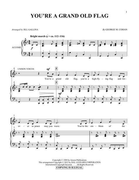 Download You're A Grand Old Flag - Jill Gallina | Vocal Duet Sheet ...