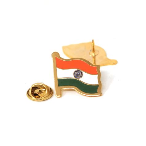 Buy RON Brando Brass Metal Indian National Flag Badge With Pin for ...