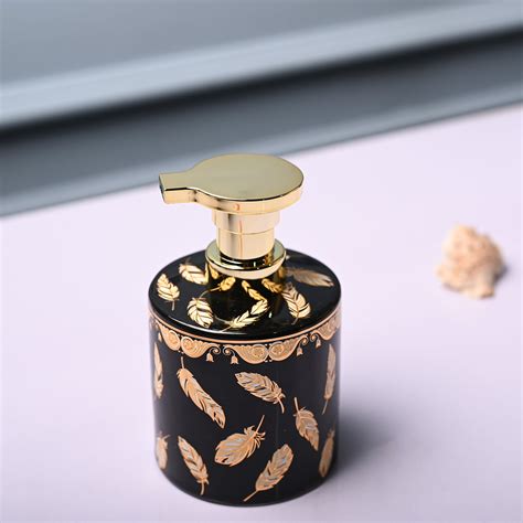MARKET99 Ceramic Black Soap Dispenser - Print Design Glossy Finish