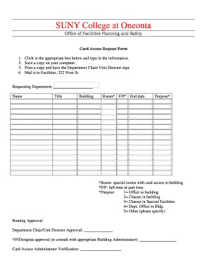 SUNY Card Access Request Form - Blank Fillable Template | Fill Out ...