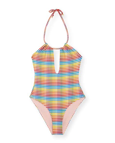 Onia Eliza Gingham One-Piece Swimsuit | Neiman Marcus