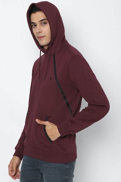 Buy Men Maroon Hooded Neck Full Sleeves Casual Sweatshirt Online ...