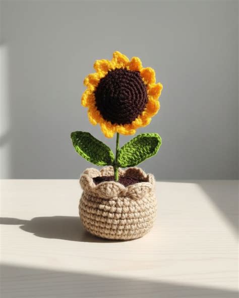 Handmade Crochet Sunflower with Pot – FunKrafts Shop