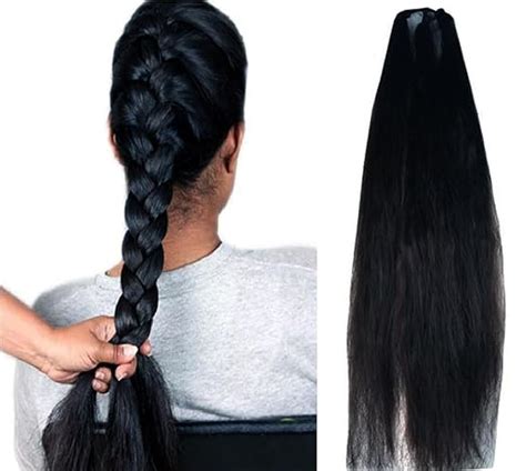 GIRISA Artificial Fake Long Black choti Extensions Hair for Women ...