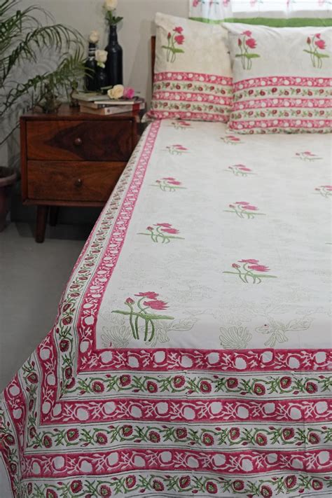 Hand Block Printed Soft Premium Cotton Percale Bedsheet | 200 TC Cotton ...