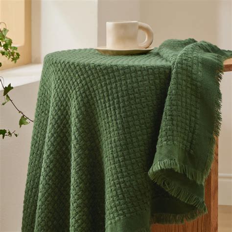 Cozy Comfort Olive Green Throw Blankets for Couch - Decorative Woven ...