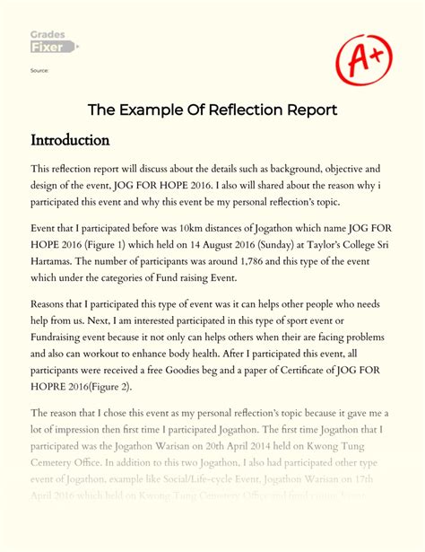 Image result for Example of a Written Reflection