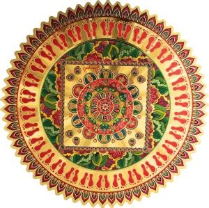 HOMEMATES 24 cm 1 PCS Rangoli Sticker Vinyl PVC Floral Rangoli Gloss ...