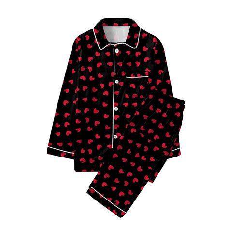 Valentine's Day Pajamas Sets for Women Cotton Button Down Pj Set Cute ...