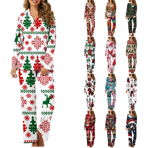 VBTAPA Womens Christmas Pajama Sets Novelty 3D Printed Long Sleeve ...