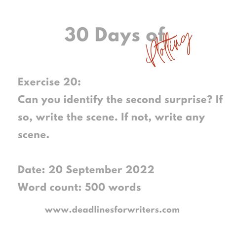 Day 20 of 30 days of plotting - Deadlines for Writers