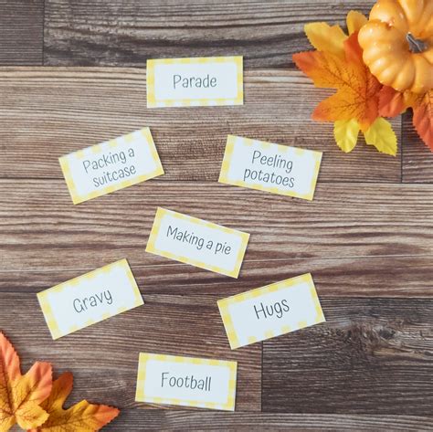 Printable Thanksgiving Charades Game for Kids