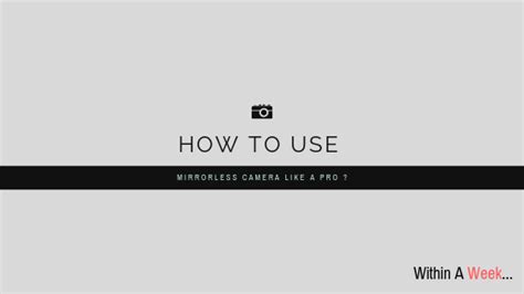 Image result for How to Use Mirrorless Camera