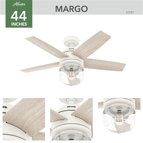Hunter Margo SureSpeed 44-in Textured White with Light Oak Blades LED ...