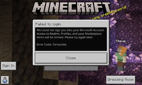 Image result for Minecraft Error Code Terracotta PC