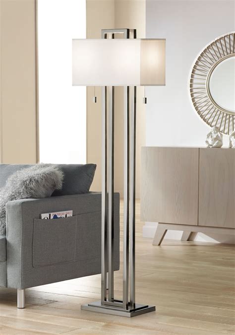 Possini Euro Design Modern Floor Lamp 62" Tall Brushed Nickel Openwork ...