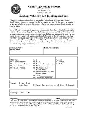 Fillable Online Employee Voluntary Self-Identification Form Fax Email ...