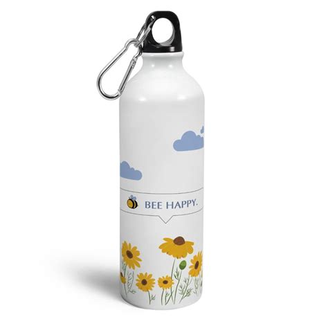 Indigifts Aluminium Printed Water Bottle 750 Ml| Bees On Flowers ...