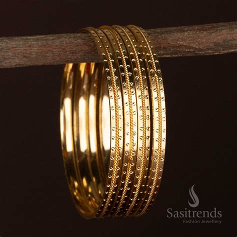 Micro Gold Plated 4 Bangles Set – One Gram- Sasitrends