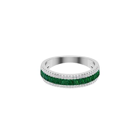 Solid Gold Half Eternity Emerald And Diamond Ring – Raf the Label