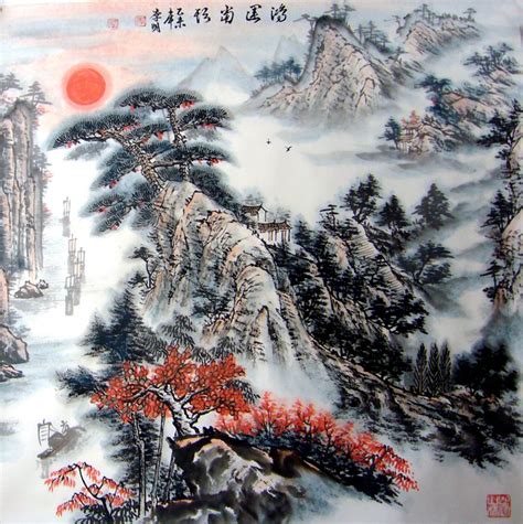 四尺山水，竖幅国画，青山常在-精品书画,一手货源,木微画院名家书画真迹