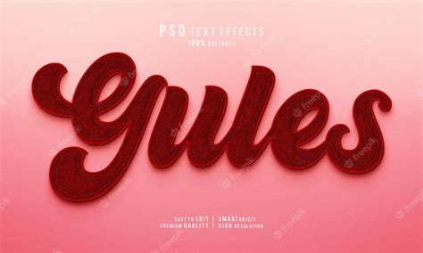 Creative gules 3d editable text effects layer style mockup template ...