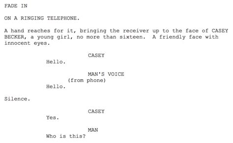 Image result for Screenwriting Example