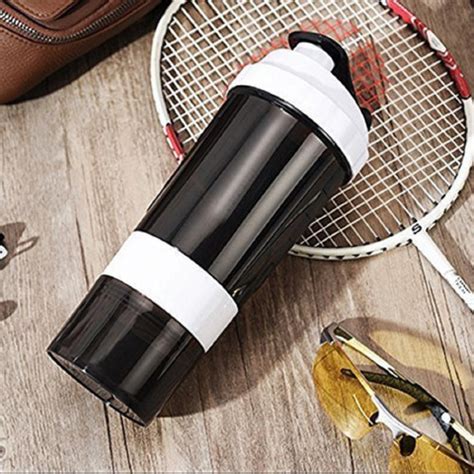 VibeX ™ Shaker Gym Water Bottle with 3 Layer Storage Compartments 625 ...