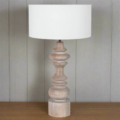 White Wash Wood Lamp with Shade 73cm | Annie Mo's