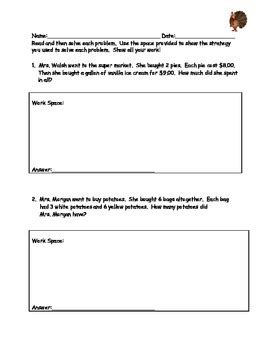 Thanksgiving Math Word Problems by Domino's Domain | TpT
