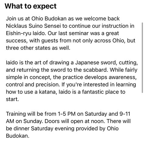 Ohio Budokan | Only a few more weeks until our next Iaido seminar with ...