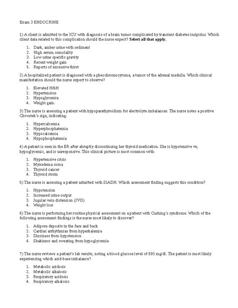 Endocrine system ATI questions completed - Answer these questions while ...