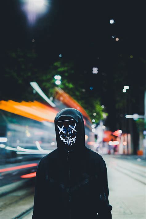 Download wallpaper 4000x6000 anonymous, mask, hood, neon, glow hd ...