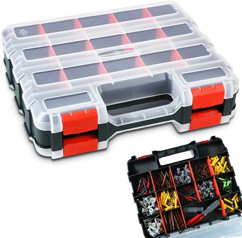 AMM Tool Box, Double Side Tool Box Organizer with 34 Compartments ...
