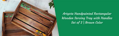 Artysta 'Madhubani Fishes' Wooden Serving Tray Set of 2 for Snacks Tea ...
