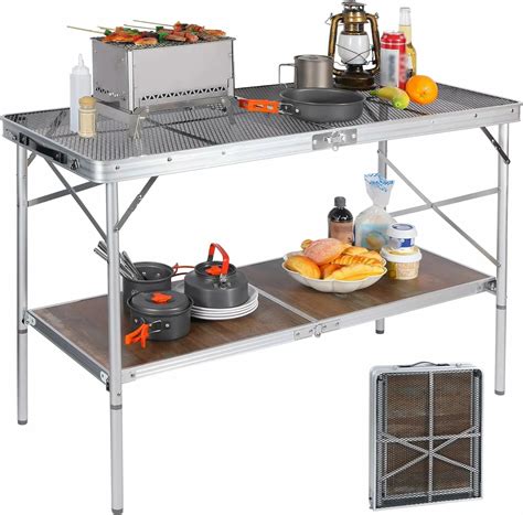 Folding Grill Table for Outside with Adjustable Height Legs – Redcamp