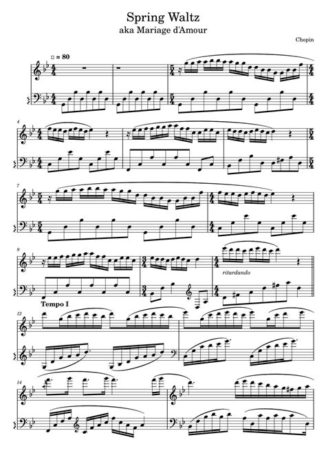 Chopin Spring Waltz mariage Damour Piano Sheet Music PDF - Etsy UK ...