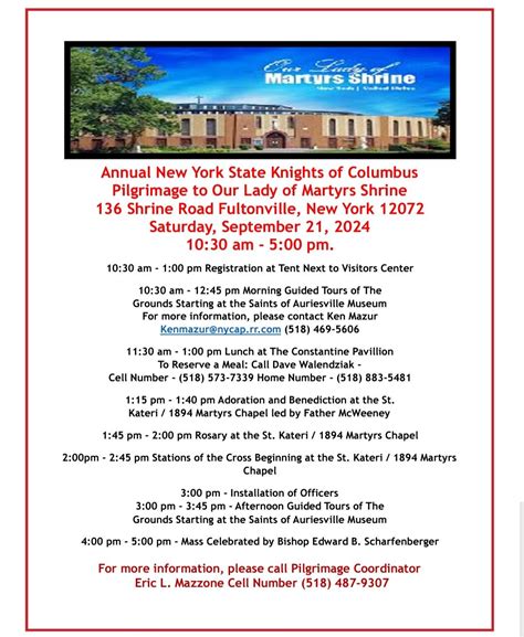 Pilgrimage to Our Lady of Martyrs Shrine, Shrine Rd, Fultonville, NY ...