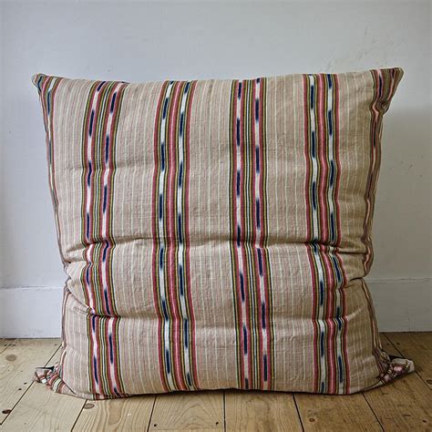 Striped Ikat Ticking Floor Cushion French 19thc