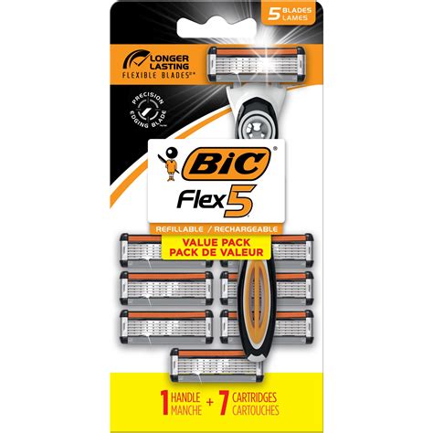 Mua BIC Flex 5 Refillable Razors for Men, Long-Lasting 5 Blade Razors ...