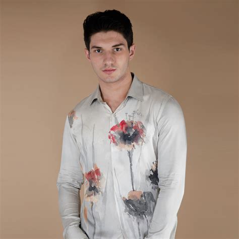 Buy Organic Grey Floral Shirt – House Of Parvi